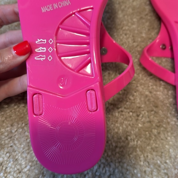 KURT GEIGER LONDON BRIXTON PINK JELLY SANDAL In Bright Pink Size 37 6.5/7 - Picture 6 of 6